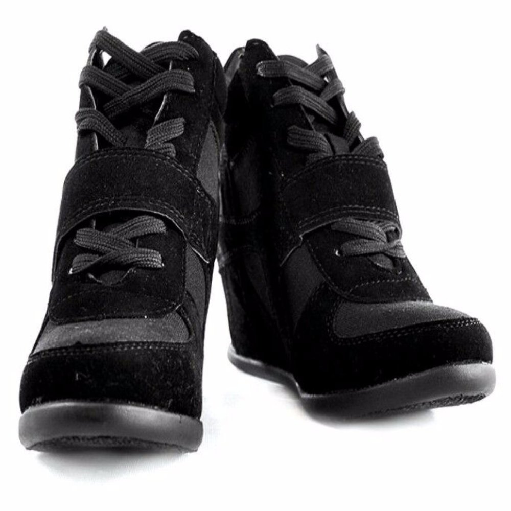 Sammy High Top Hidden Wedge Heels Lace-up Sneakers